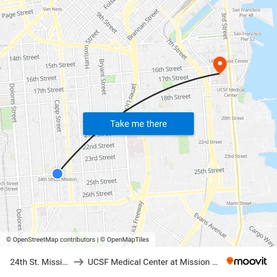 24th St. Mission to UCSF Medical Center at Mission Bay map