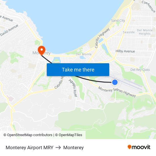 Monterey Airport MRY to Monterey map
