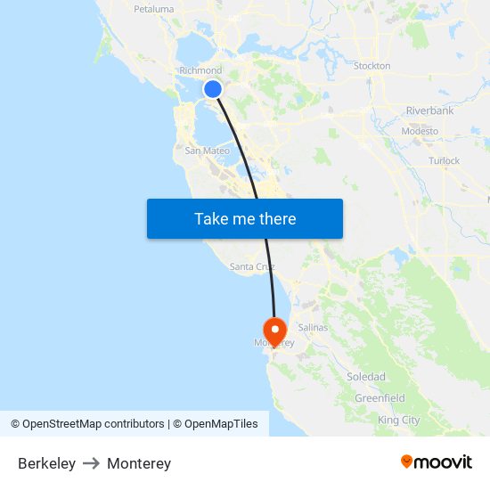 Berkeley to Monterey map