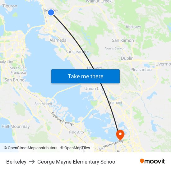 Berkeley to George Mayne Elementary School map