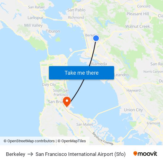 Berkeley to San Francisco International Airport (Sfo) map