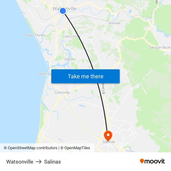 Watsonville to Salinas map