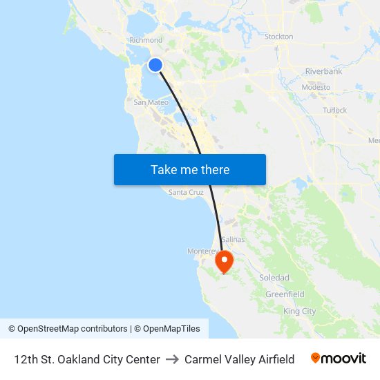 12th St. Oakland City Center to Carmel Valley Airfield map