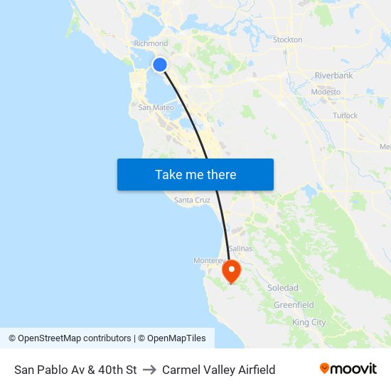 San Pablo Av & 40th St to Carmel Valley Airfield map