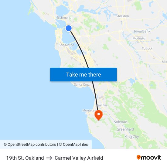 19th St. Oakland to Carmel Valley Airfield map