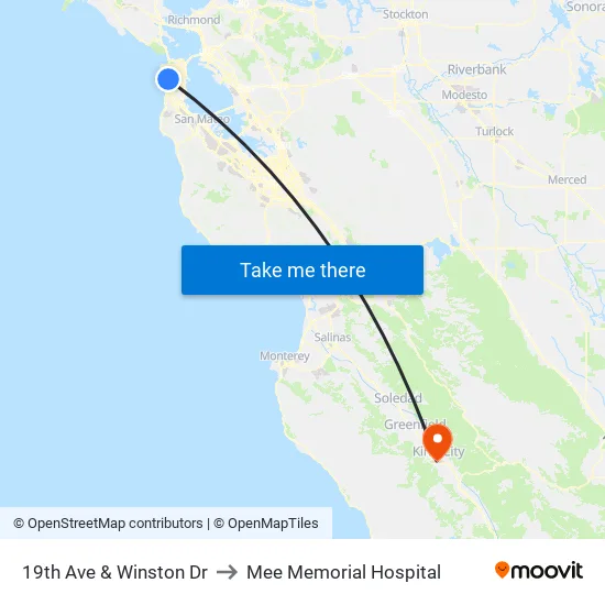19th Ave & Winston Dr to Mee Memorial Hospital map