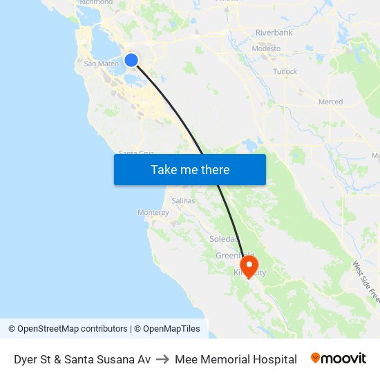 Dyer St & Santa Susana Av to Mee Memorial Hospital map