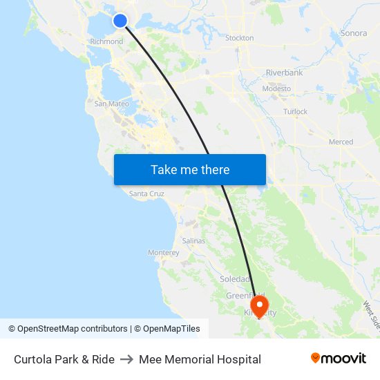 Curtola Park & Ride to Mee Memorial Hospital map