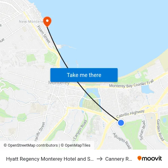 Hyatt Regency Monterey Hotel and Spa to Cannery Row map