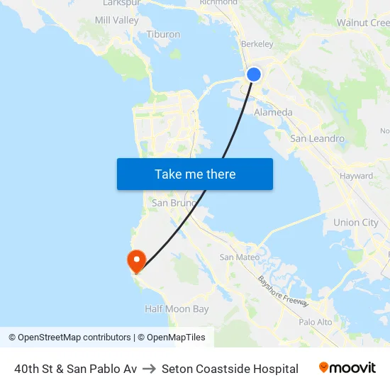 40th St & San Pablo Av to Seton Coastside Hospital map