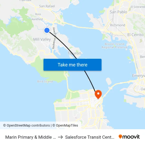 Marin Primary & Middle School to Salesforce Transit Center Bay 1 map