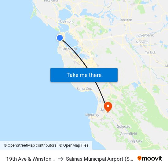 19th Ave & Winston Dr to Salinas Municipal Airport (SNS) map