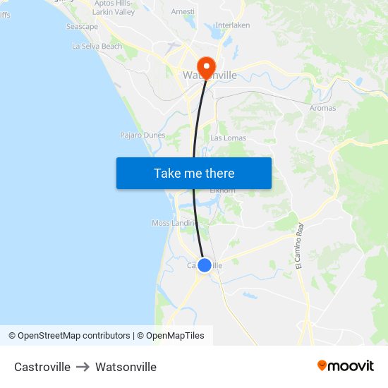 Castroville to Watsonville map