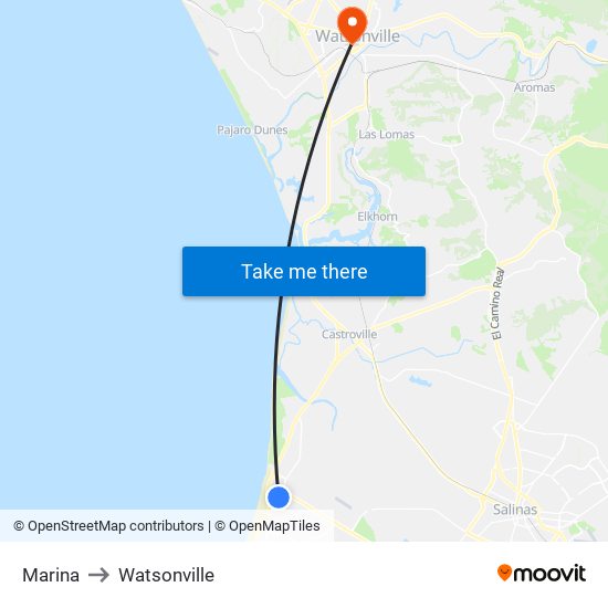Marina to Watsonville map