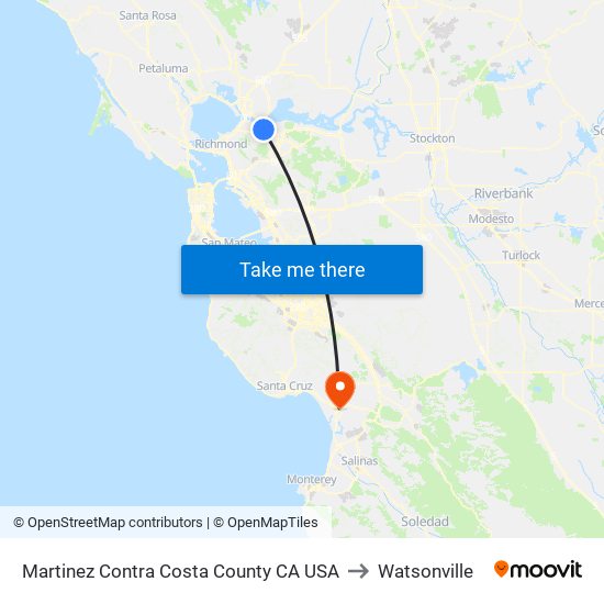 Martinez Contra Costa County CA USA Martinez to Watsonville San