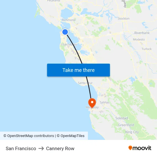 San Francisco to Cannery Row map