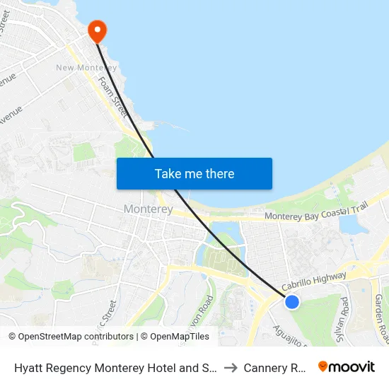 Hyatt Regency Monterey Hotel and Spa to Cannery Row map