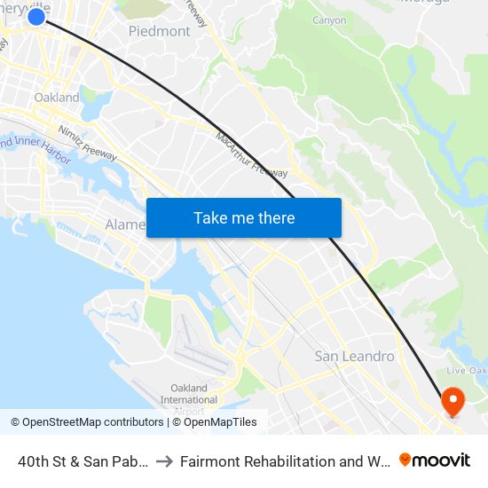 40th St & San Pablo Av to Fairmont Rehabilitation and Wellness map