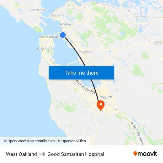 West Oakland to Good Samaritan Hospital map