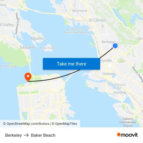 Berkeley to Baker Beach map