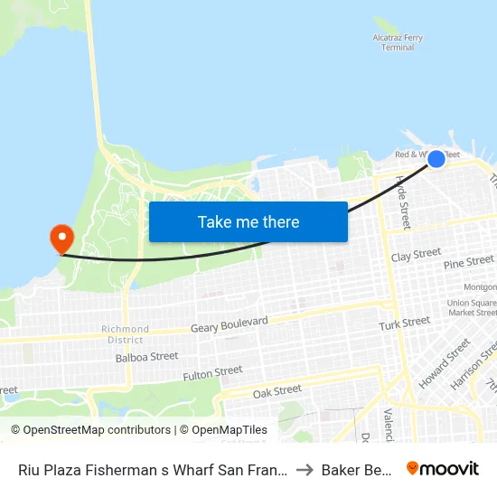 Riu Plaza Fisherman s Wharf San Francisco to Baker Beach map