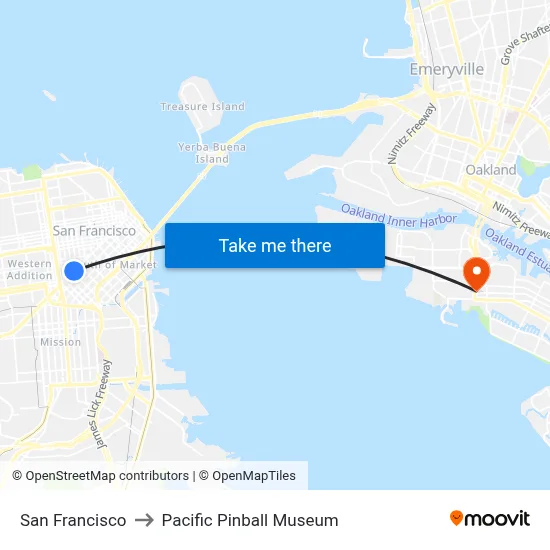 San Francisco to Pacific Pinball Museum map