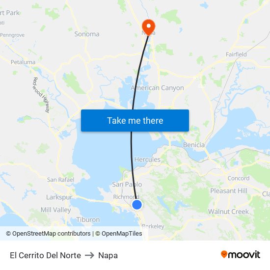 El Cerrito Del Norte to Napa map
