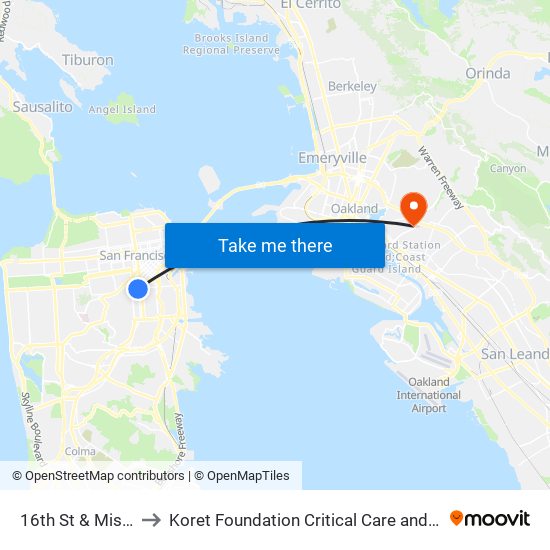 16th St & Mission St to Koret Foundation Critical Care and Clinical Center map