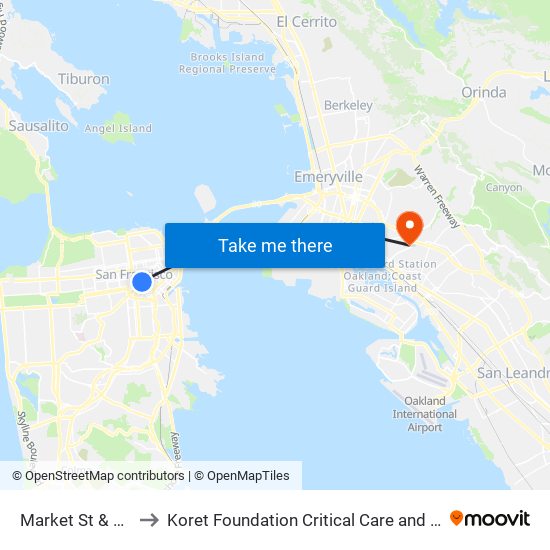 Market St & Hyde St to Koret Foundation Critical Care and Clinical Center map