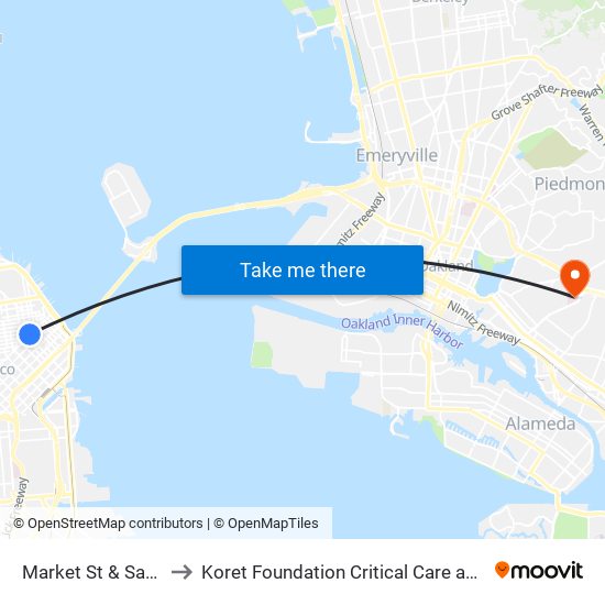 Market St & Sansome St to Koret Foundation Critical Care and Clinical Center map