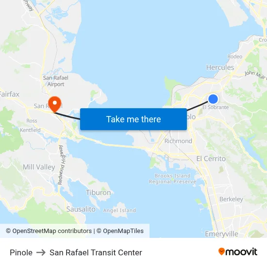 Pinole to San Rafael Transit Center map