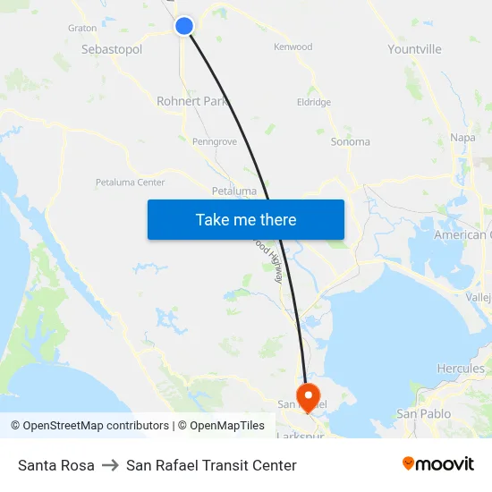 Santa Rosa to San Rafael Transit Center map