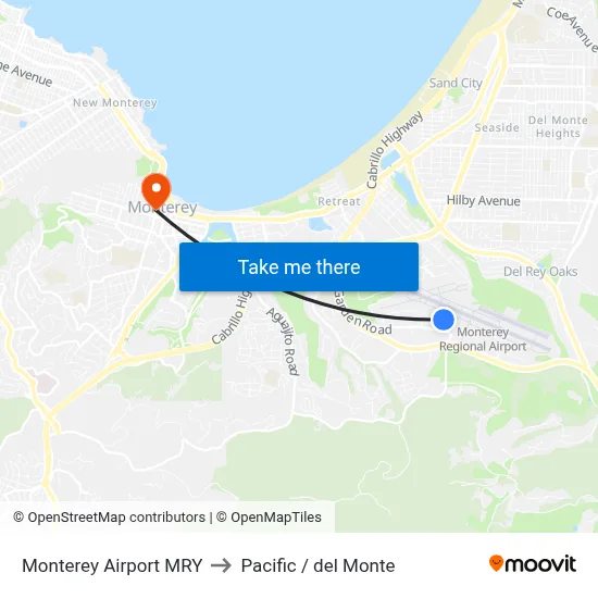 Monterey Airport MRY to Pacific / del Monte map