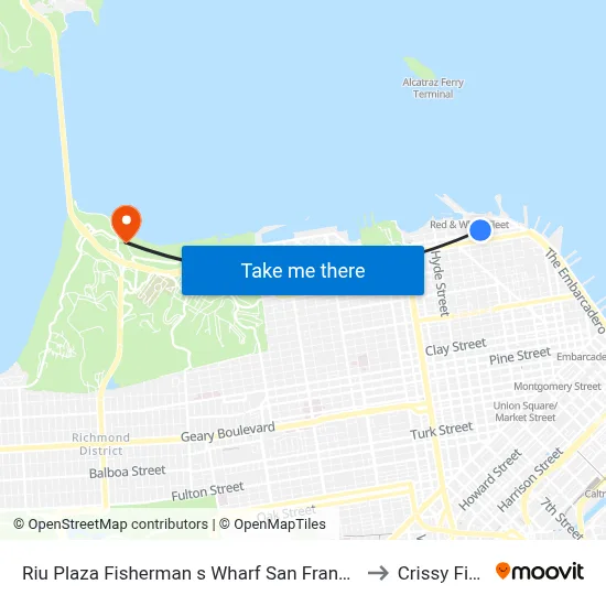 Riu Plaza Fisherman s Wharf San Francisco to Crissy Field map