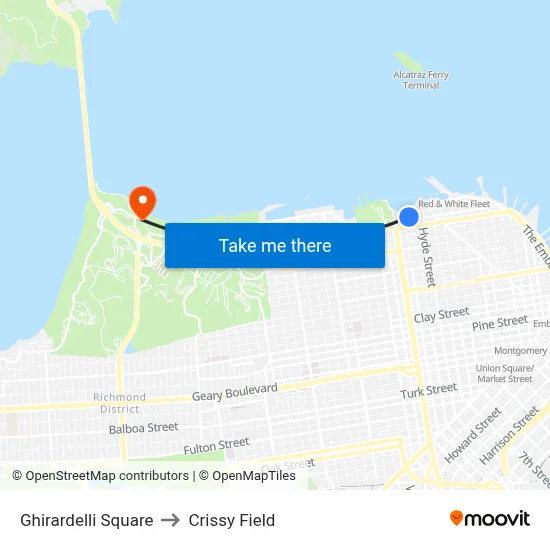 Ghirardelli Square to Crissy Field map