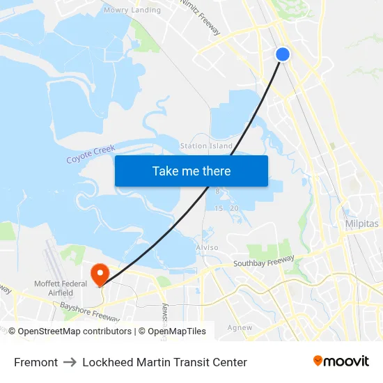 Fremont to Lockheed Martin Transit Center map