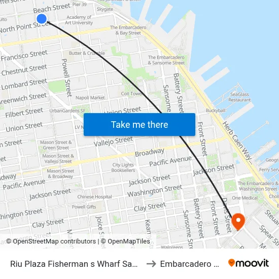 Riu Plaza Fisherman s Wharf San Francisco to Embarcadero Station map