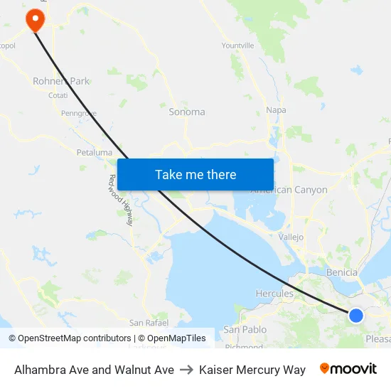 Alhambra Ave and Walnut Ave to Kaiser Mercury Way map