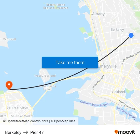 Berkeley to Pier 47 map