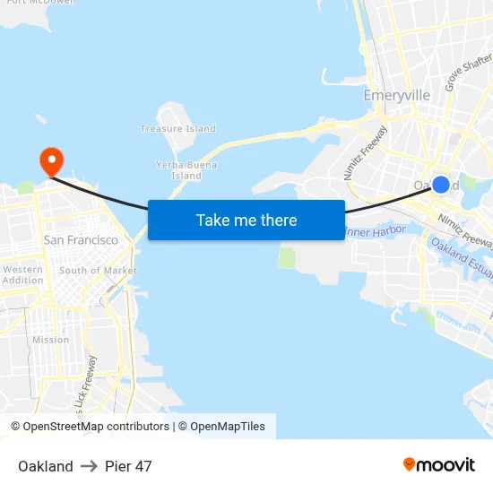 Oakland to Pier 47 map