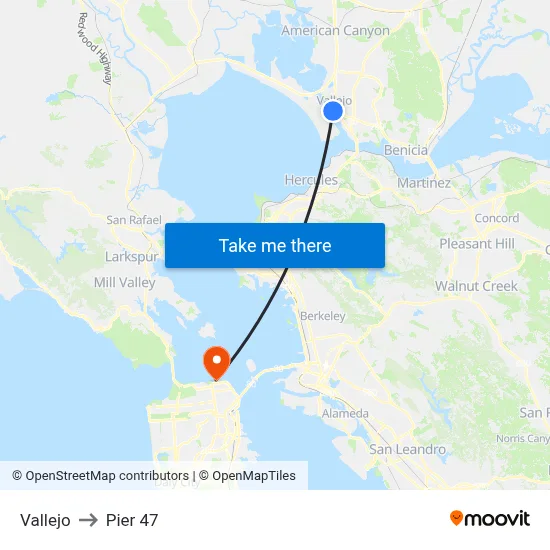 Vallejo to Pier 47 map