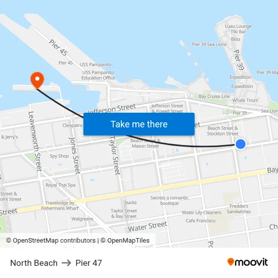 North Beach to Pier 47 map