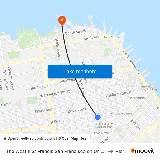 The Westin St Francis San Francisco on Union Square to Pier 47 map