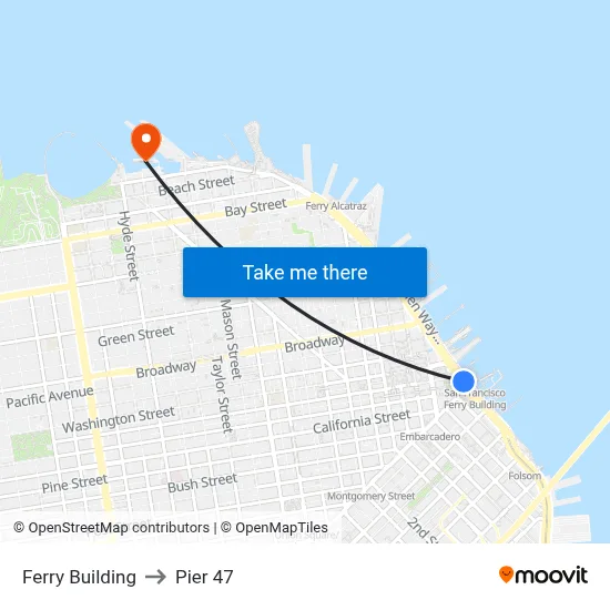Ferry Building to Pier 47 map