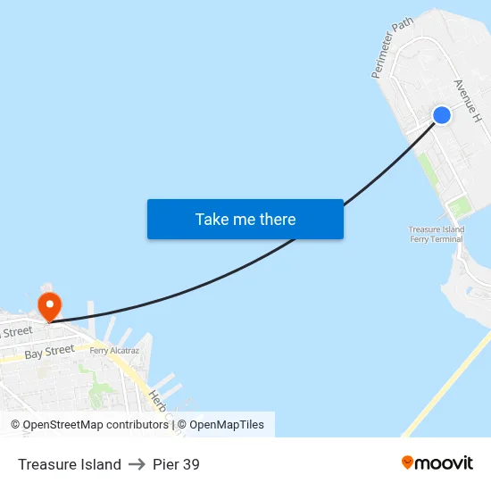 Treasure Island to Pier 39 map