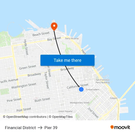 Financial District to Pier 39 map