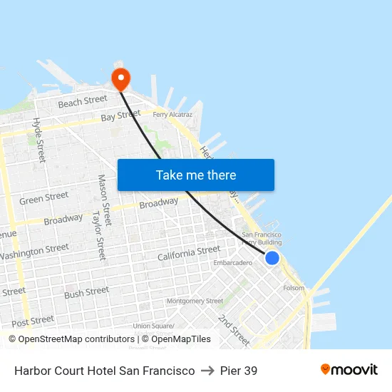 Harbor Court Hotel San Francisco to Pier 39 map