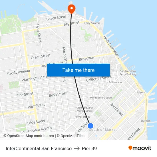 InterContinental San Francisco to Pier 39 map