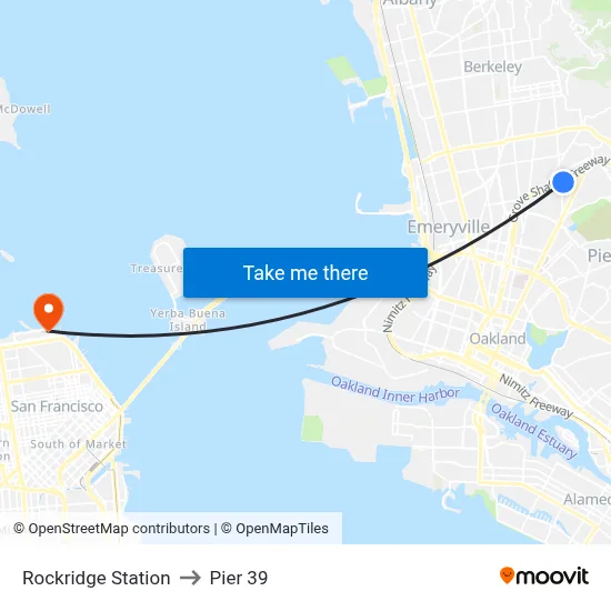 Rockridge Station to Pier 39 map
