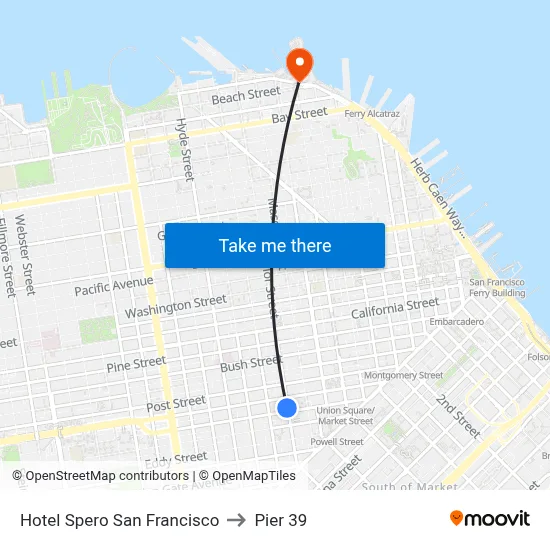 Hotel Spero San Francisco to Pier 39 map